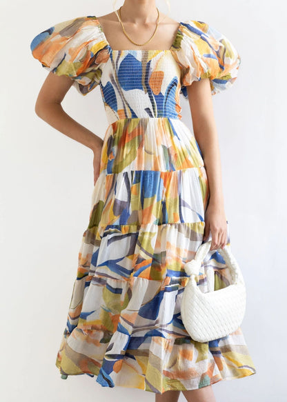 Holiday Slim Fit Backless Large Swing Dress off-Neck Printed Dress Summer