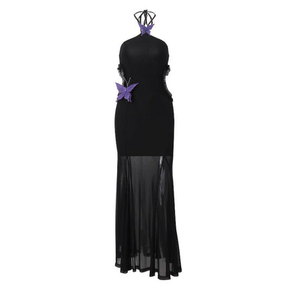 Butterfly Halter Neck Hollow Dress