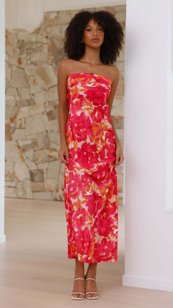 GracefulSocialite Satin Backless Tube Top Dress