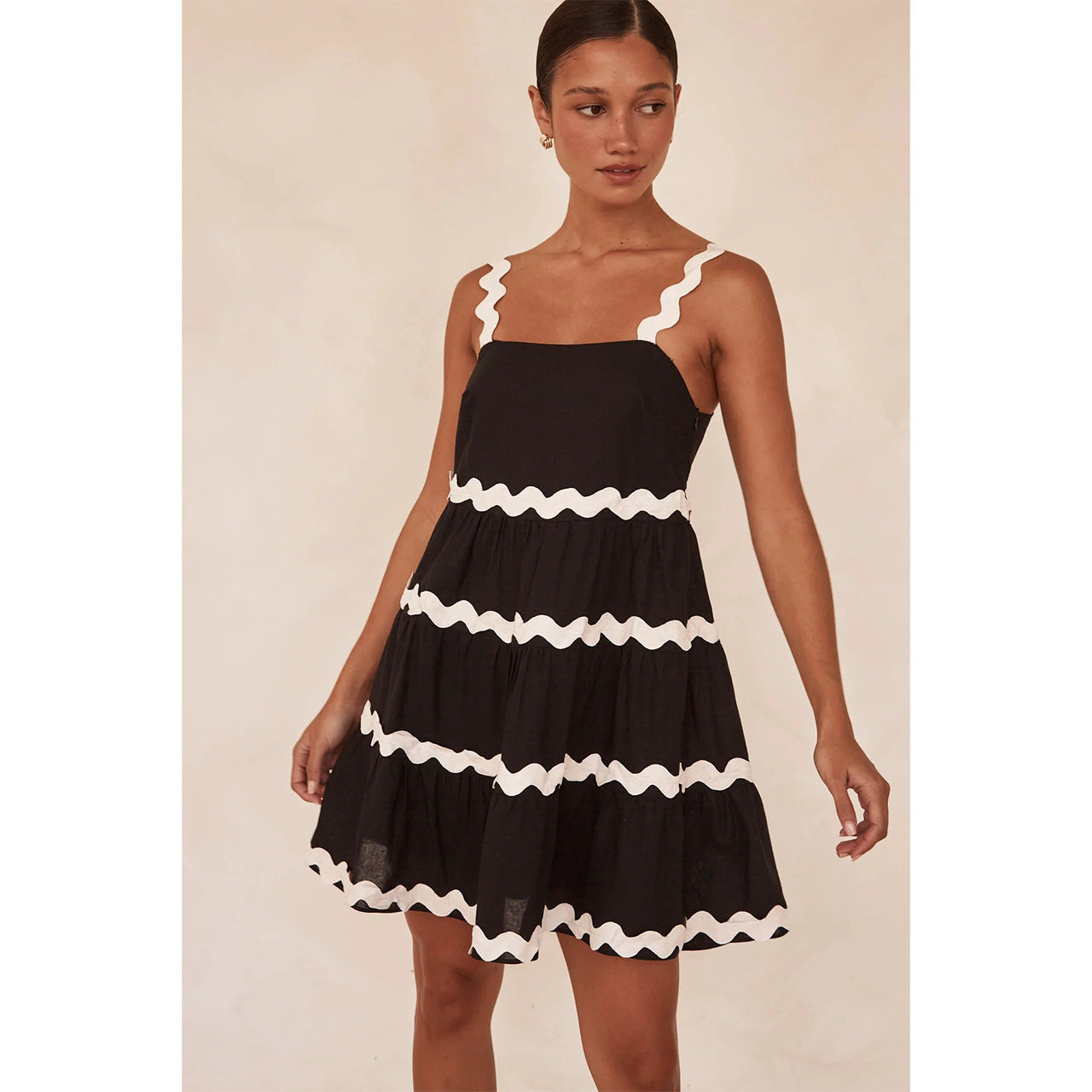 Loose Sweet Fresh Lace Stitching Short Dress