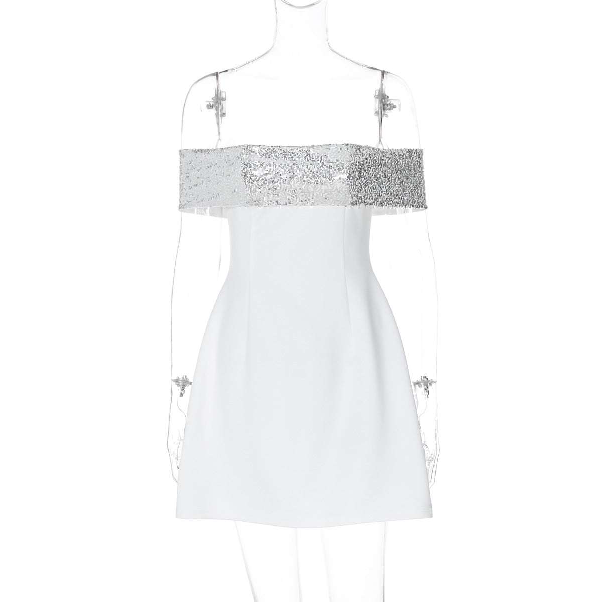 Elegant Slim Fitting Patchwork off the Shoulder Gown Dress