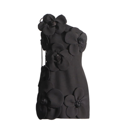 French Floral Splicing  Suspender Design Solid Color