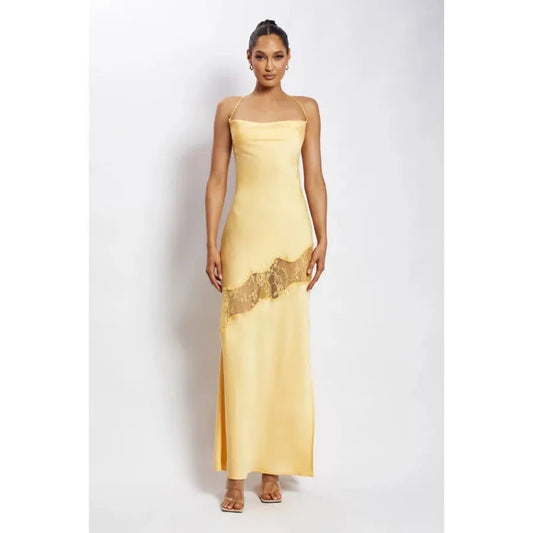 Dress Sling Backless Gauzy Stitching Elegant Dress (3 Colors)