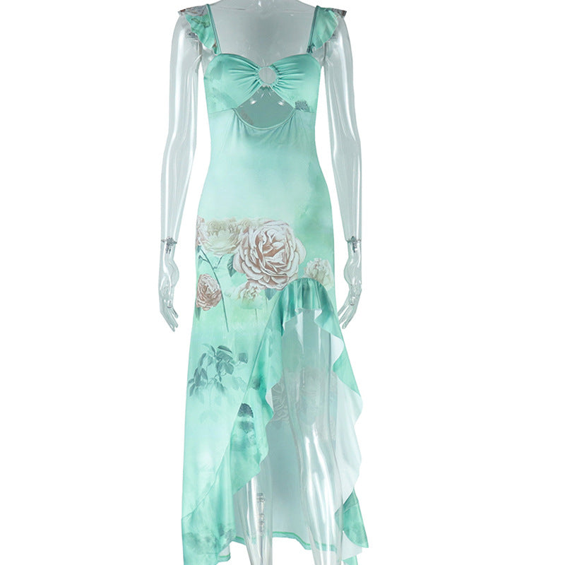 Dress Spaghetti Straps Corset Sleeveless Split Flounced