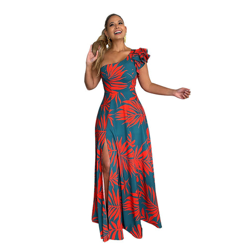 Half Open Shoulder Cocktail Evening Dress Dress High Split Dress