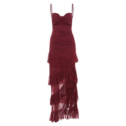 Hollow Out Cutout Side Slit Backless Gauzy Sling