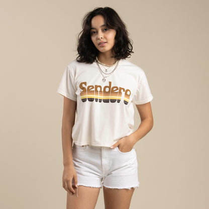 Retro Logo Boxy Tee - Vintage White/Gold Print