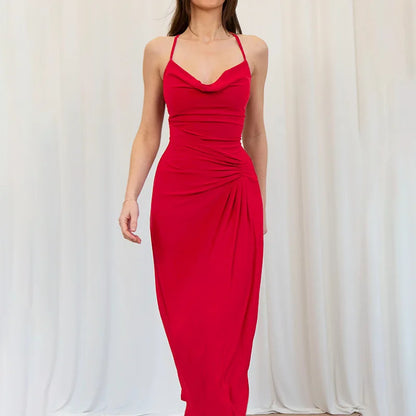 High Waist Off Shoulder Solid Maxi Dress