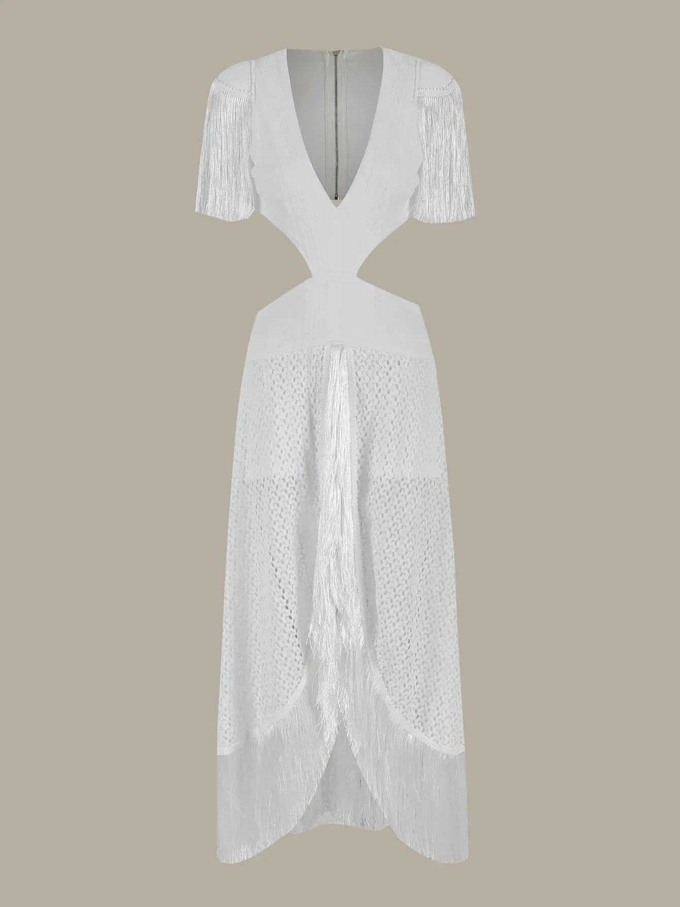 Deep V-Neck Tassel Long Party Dress