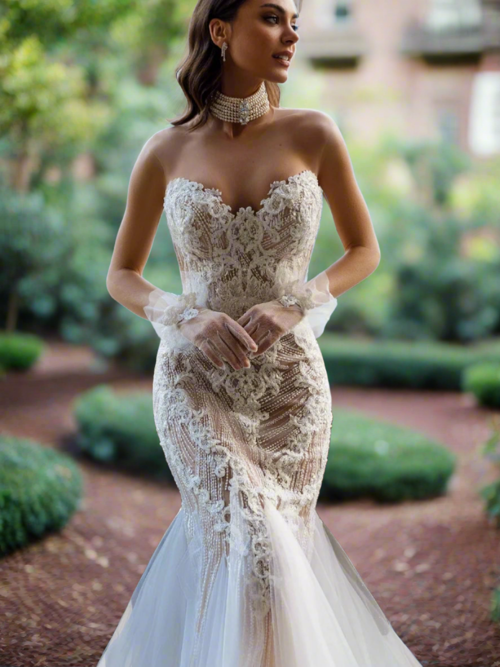 Lace Applique Mermaid Wedding Dress