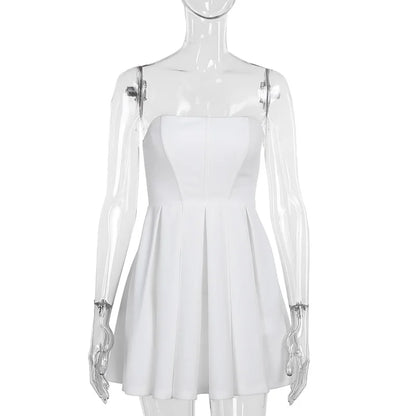Elegant Strapless Corset A Line Solid Mini Dress