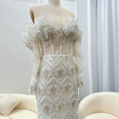 Mermaid Off-Shoulder Nude Evening Dresses for Women