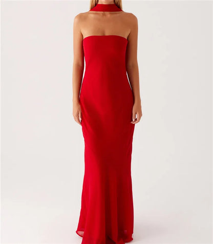 Floral Backless Sleeveless Tube Long Dresses