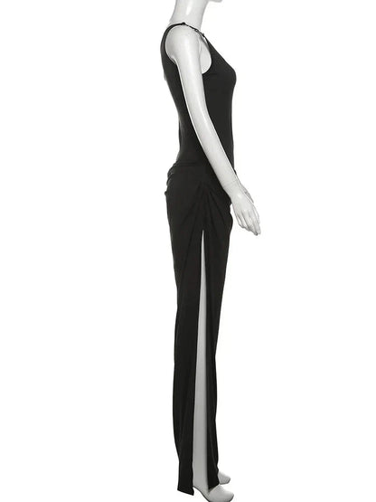 Irregular Hollow Split One Shoulder Dress