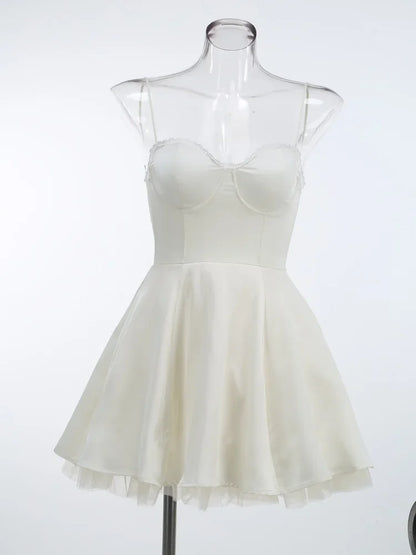 Layered Satin Tulle A-line Strappy Mini Dress