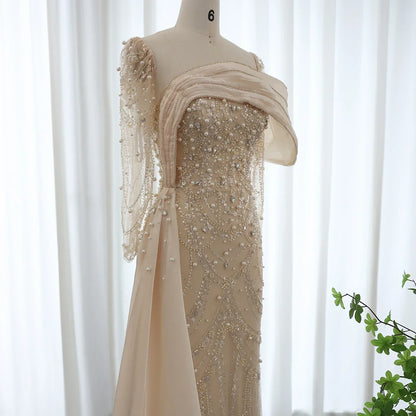 Crystal Mermaid Evening Gown with Overskirt