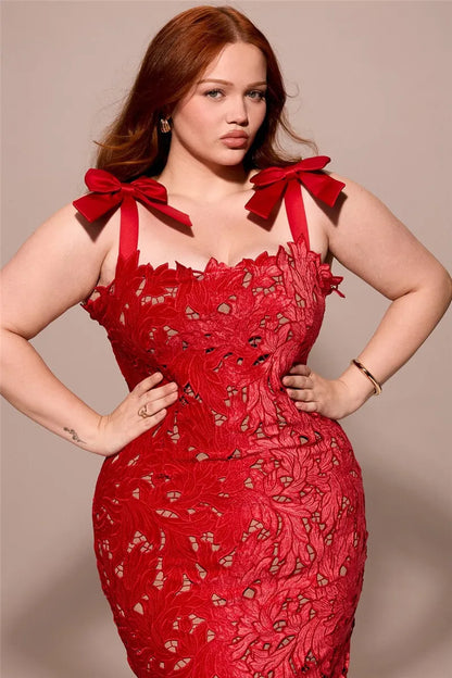Bows Lace Bodycon Maxi Dress