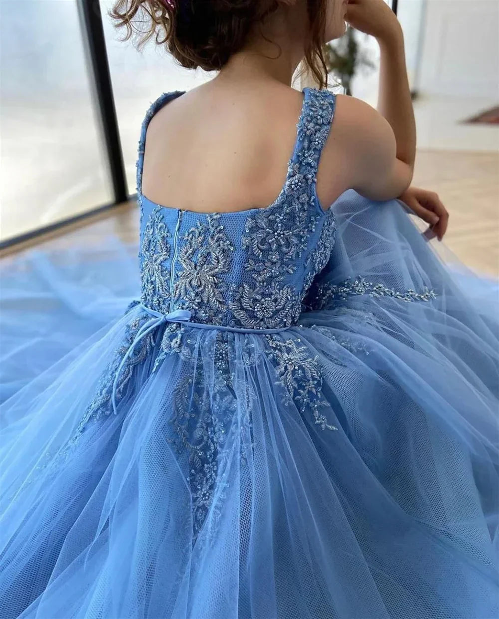 Heart Neck Beaded Lace Embroidery Prom Dress