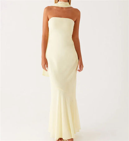 Floral Backless Sleeveless Tube Long Dresses