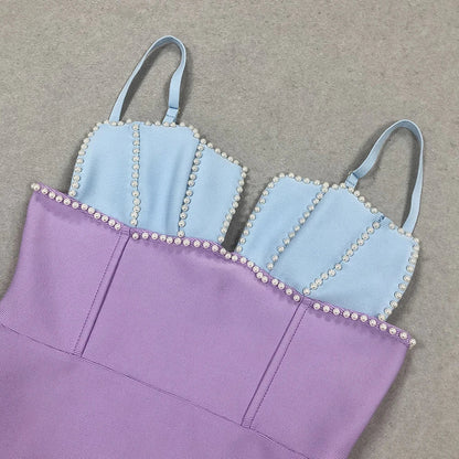 Feather & Bead Cocktail  Spaghetti Strap Party Dress