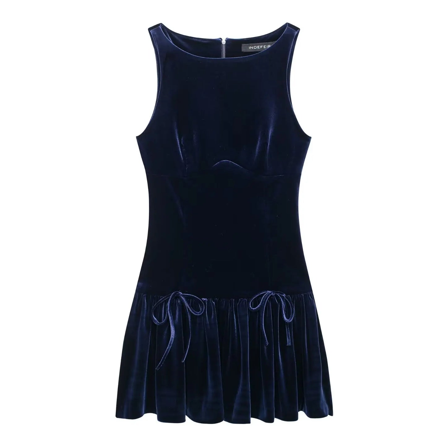 Bow Crew Neck Sleeveless Mini Dress