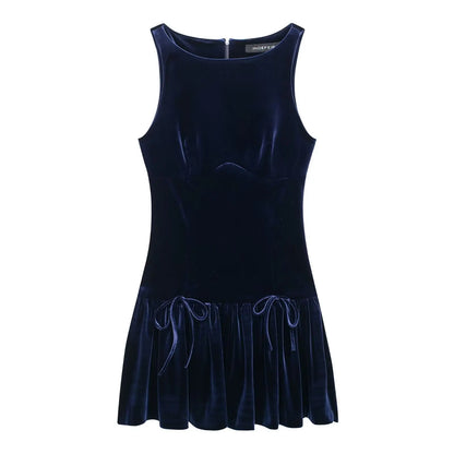 Bow Crew Neck Sleeveless Mini Dress