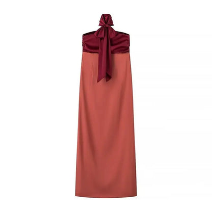 Elegant Ribbon Patchwork Off-Shoulder Strapless Maxi Dress