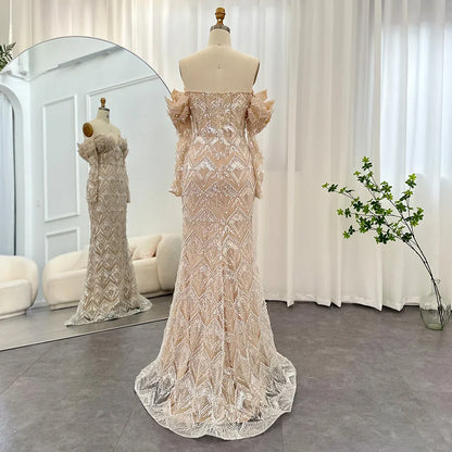 Mermaid Off-Shoulder Nude Evening Dresses for Women