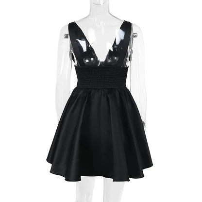 Deep V Backless A-line Bodycon Mini Dress Women