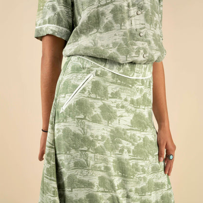 Cheyenne Western Skirt - Mint Green - Aurora Print