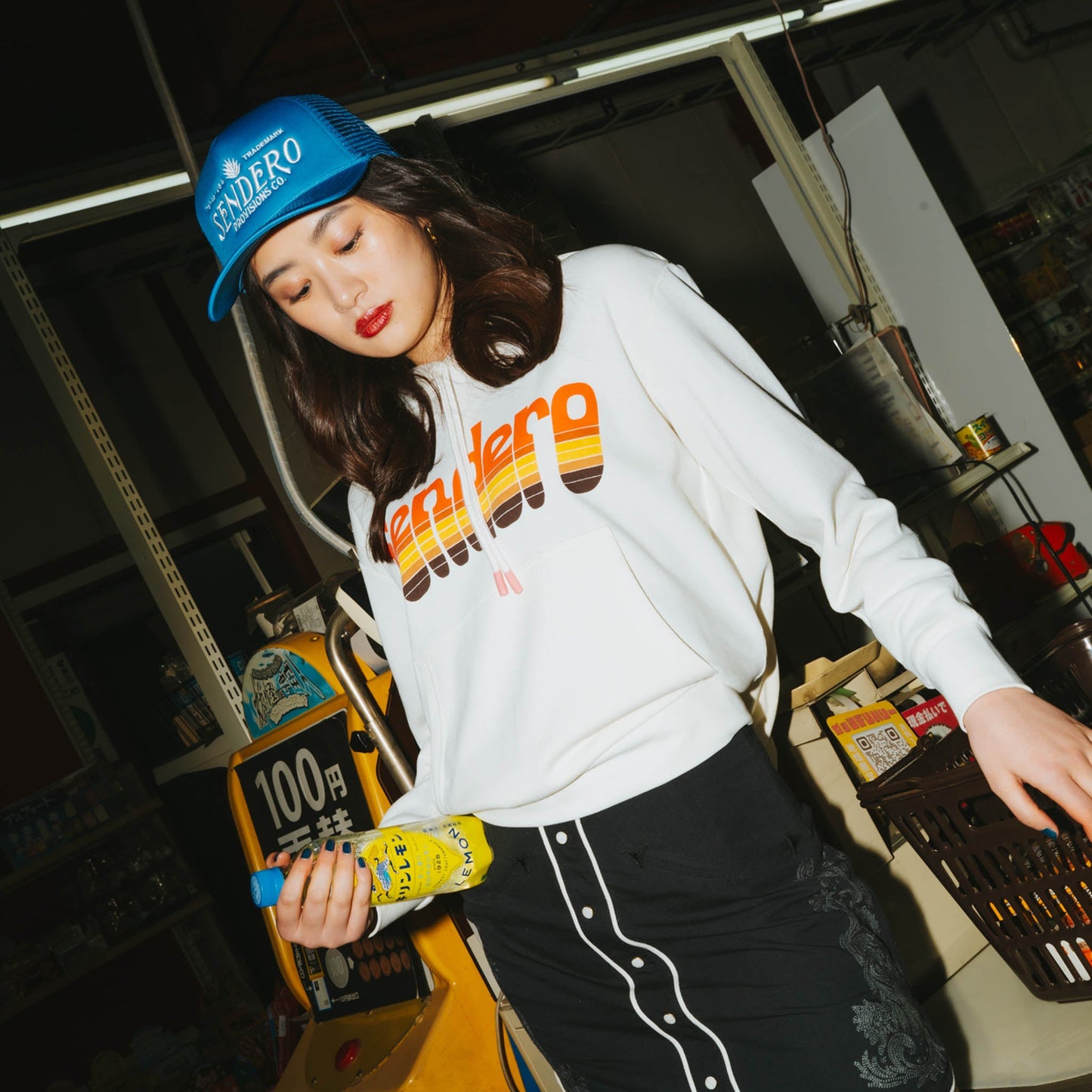 Retro Logo Crop Hoodie - Vintage White