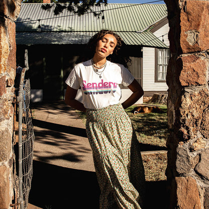 Retro Logo Boxy Tee - Vintage White/Purple Print