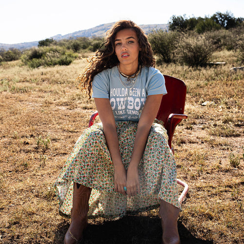 Shoulda Been A Cowboy Boxy Tee - Burgundy