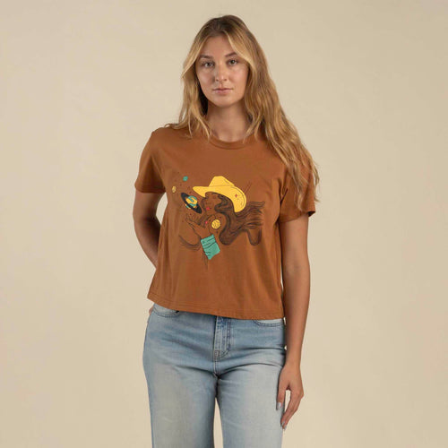 Cosmic Cowgirl Boxy Tee - Meerkat