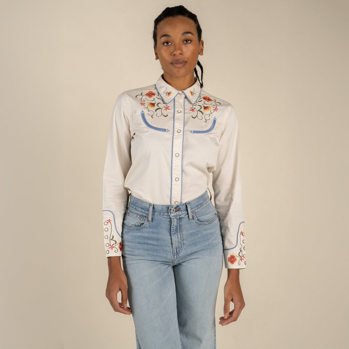 The Betsy Western Shirt - Cream