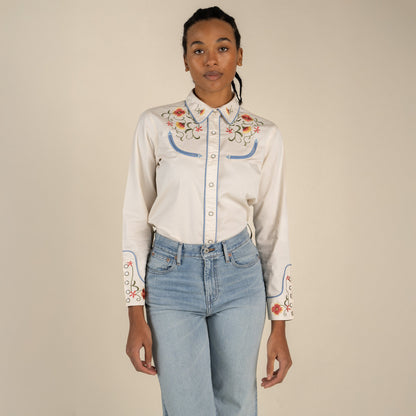 The Betsy Western Shirt - Cream