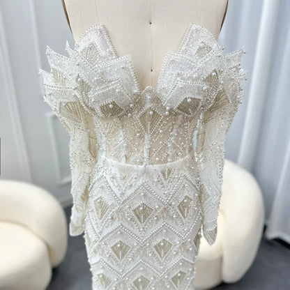 Mermaid Off-Shoulder Nude Evening Dresses for Women