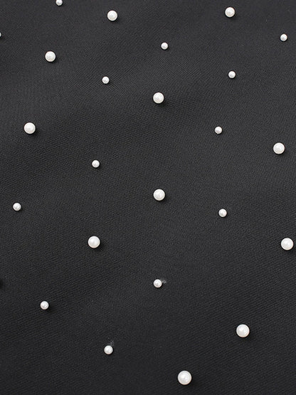 Diamonds Black Crystal Pearl Mini | Midi Dress