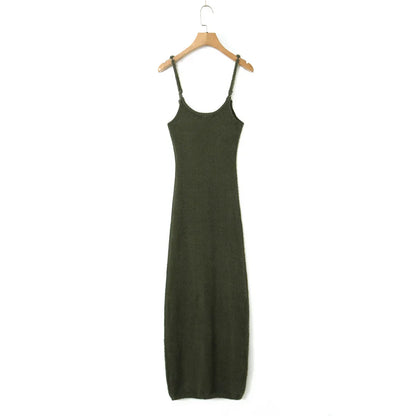 Knitted Cardigan With Camisole Dress Two-piece Set