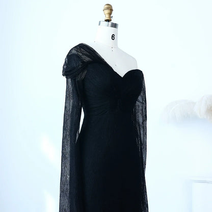 Lace Purple Mermaid Evening Dress with Cap Sleeves