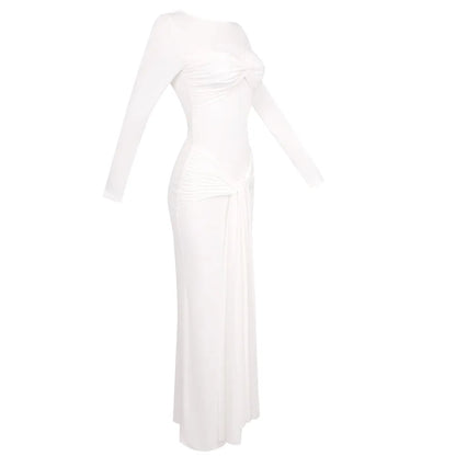 O-neck Long Sleeve Robe fashion Maxi Dress
