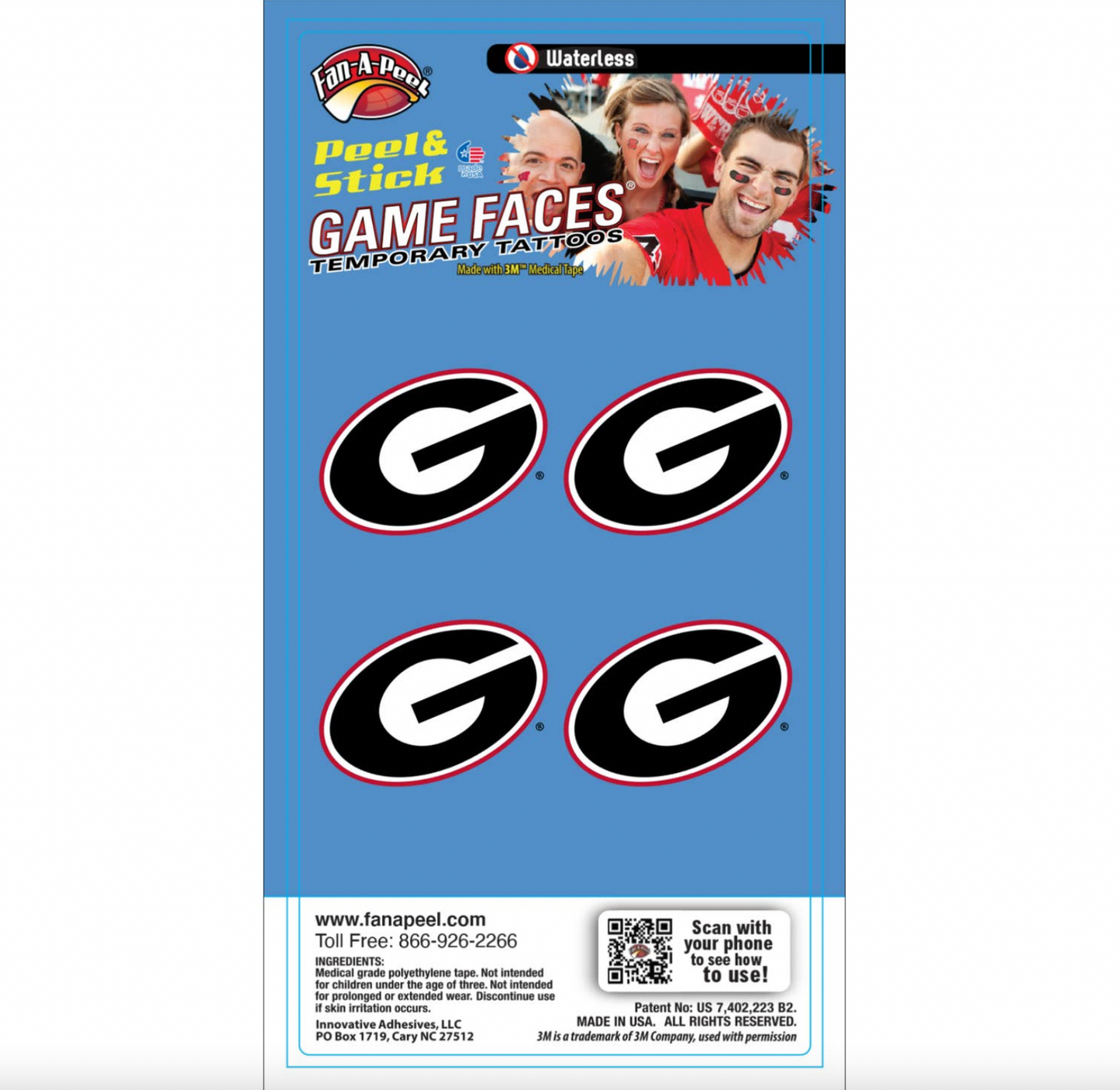 Georgia Gameday Temporary Face Tattoo
