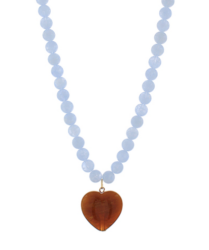Marble Puffy Heart & Ball Necklace