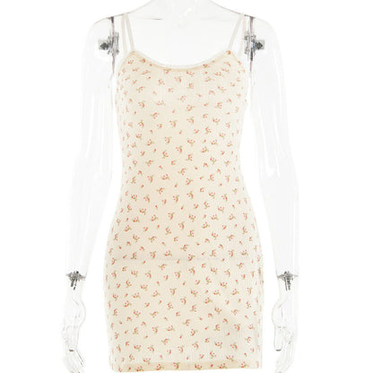 Lace V neck Backless Strap Cotton Dress for